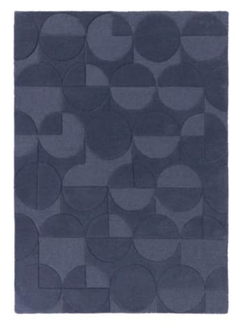 Didi - Tapis de salon laine tufté main bleu 120x170 cm