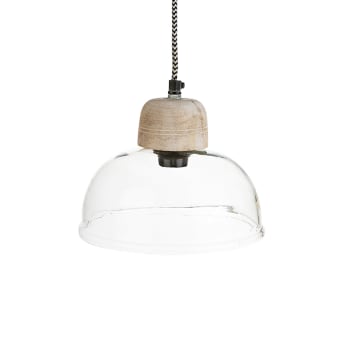 Nature - Lampe à suspendre en bois et vert transparent H16