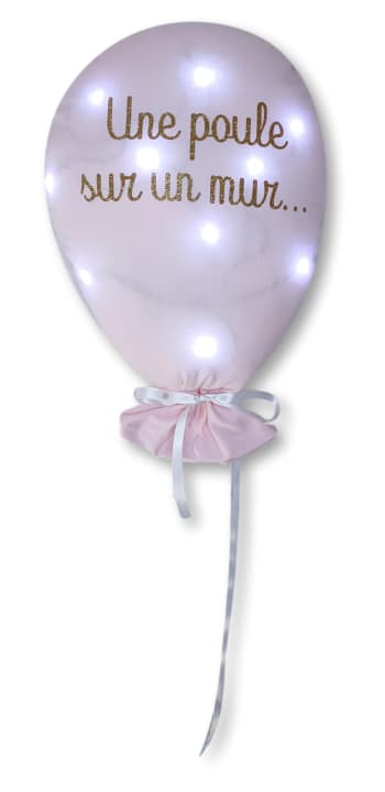 Ballon - Veilleuse picoti tissu rose 43x30