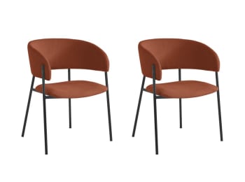 Bold - Lot de 2 chaises en velours côtelé - Terracotta