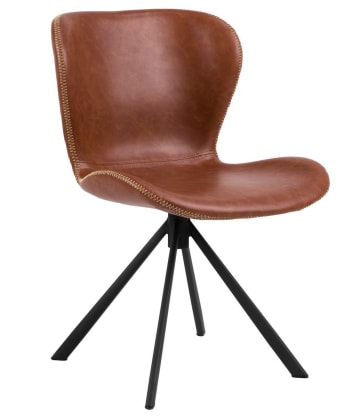 Boston - Chaise rotative aspect cuir marron