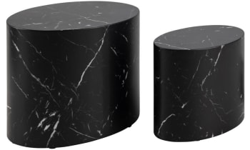 Oval - Set de tables aspect marbre noir