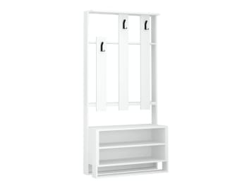 FILDA - Mueble de entrada 3 estantes y 3 ganchos para abrigos alt180 cm blanco