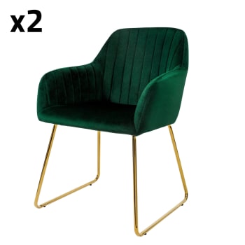 CLP Set di 4 poltroncine decorative Tanna in velluto I Fodera trapuntata I Seduta comfort con braccioli, Colore:rosso