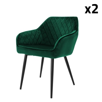 Set di 4 sedie in velluto, verde