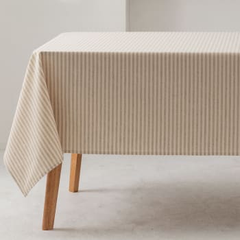 Rayas finas - Mantel impermeable 100% algodón tacto tela lino 140x180 cm