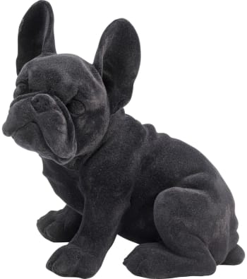 Figura deco perro frenchie de poliresina negro hecho a mano 25cm
