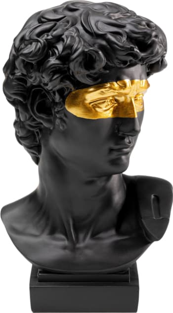 David eyes - Statuette homme antique masqué en polyrésine noire et dorée