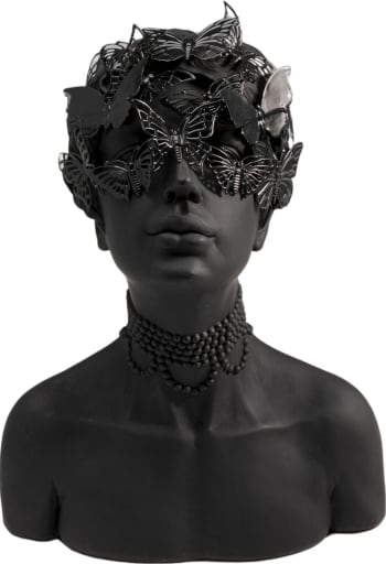 Figura busto de mujer con mariposas de poliresina negro 35cm
