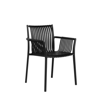 Tulsa - Lot de 2 chaises de jardin en plastique noir