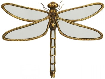 Dragonfly mirror - Wandschmuck verspiegelte Libelle, gold, 36x46cm