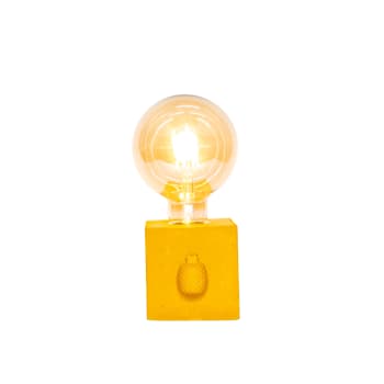 Lampe de chevet béton jaune avec ananas et ampoule à filament