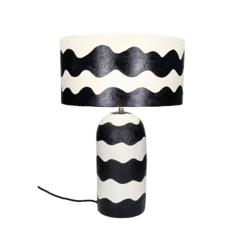 Mundaka - Lampe à poser en papier noir et blanc