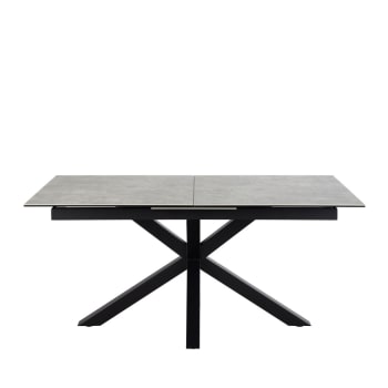 Eurema - Table à manger extensible 6 à 8 places en céramique et métal - Gris