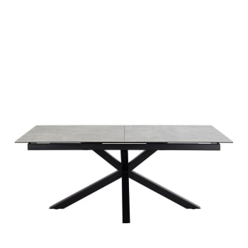 Eurema - Table à manger extensible 6 à 12 personnes céramique et métal - Gris