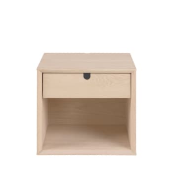 Trogon - Table de chevet murale 1 tiroir, 1 niche en bois - Bois blanchi