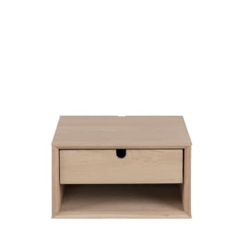 Trogon - Table de chevet murale 1 tiroir, 1 niche en bois - Bois blanchi