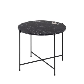 Tangara - Table d'appoint ronde en marbre D52cm noir