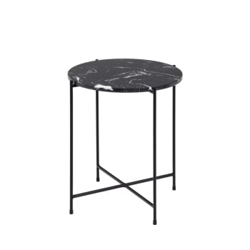 Tangara - Table d'appoint ronde en marbre D42cm noir