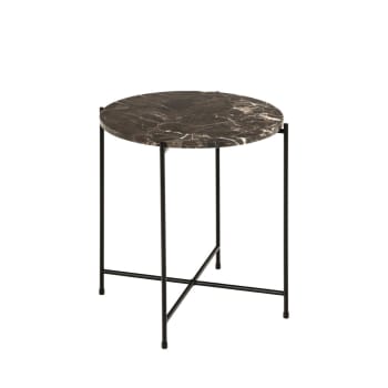 Tangara - Table d'appoint ronde en marbre ø42cm - Marron