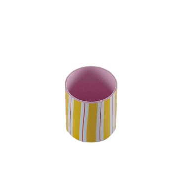 Orlando petit - Petit vase cylindrique à rayures jaune 9cm