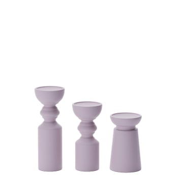 Bougeoirs Maison Aluminium/bois Noir/naturel Assortiment De 3