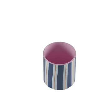 Orlando petit - Petit vase cylindrique à rayures bleues 9cm