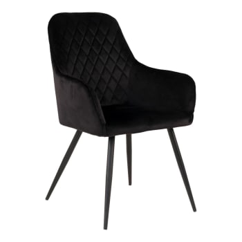 Colga - Lot de 2 fauteuils repas 65x57x87 cm en velours noir - NYLA