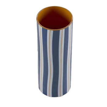 Orlando - Vase cylindrique à rayures bleu grand modèle 24cm