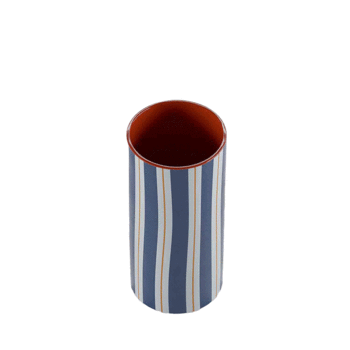 Orlando medium - Vase cylindrique à rayures bleu modèle medium 18cm