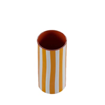 Orlando medium - Vase cylindrique à rayures orange modèle medium 18cm
