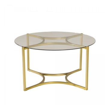Kaia - Table basse élégante en métal doré avec plateau en verre