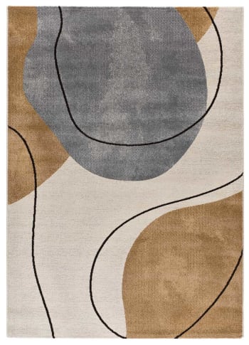 New york - Alfombra con formas orgánicas en tonos beige y gris, 160x230 cm