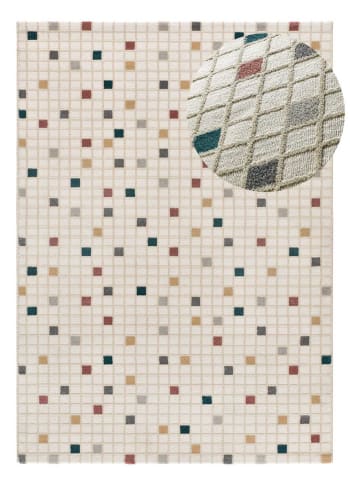 Karisma - Tappeto in rilievo geometrico bianco/multicolore 133x190 cm