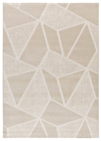 Sensation - Alfombra con motivos geométricos en relieve en blanco, 80x150 cm