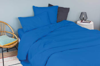 Cap ferret - Drap housse en coton lavé bleu encre 80x200 cm