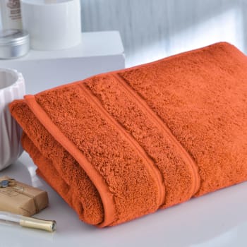 Coton peigne d'egypte eponges - Drap de bain 100x150 orange sienne en coton