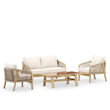 Siena & bisbal - Set jardin 4 pl mesa ceramica terracota 125x65