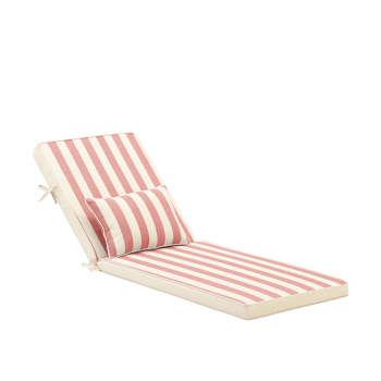 Eolias - Coussin à rayures avec petit coussin pour chaise longue rouge