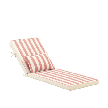 Eolias - Cuscino a righe con pillow per lettino da giardino colore rosso