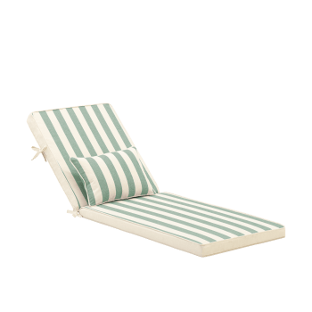 Eolias - Pack 2 coussins à rayures avec petit coussin pour chaise longue vert