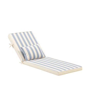 Eolias - Coussin à rayures avec petit coussin pour chaise longue bleu