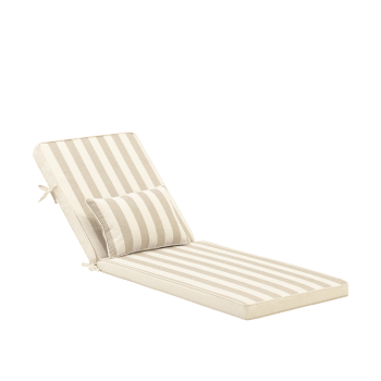 Eolias - Cuscino a righe con pillow per lettino da giardino colore beige