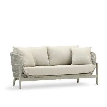 Milos - Sofa 2 plazas aluminio y cuerda beige