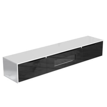 Meuble TV brillance noir et blanc avec éclairage LED à couleur 180x30