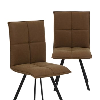 MIM - Lot de 2 chaises en polyester marron 50x46 cm