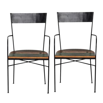 ETHNIK - Lot de 2 chaises en métal  51x45 cm