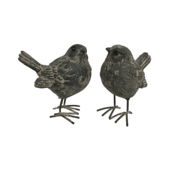 Oiseaux en résine gris 8.5 x 8.5 x 5.5 cm