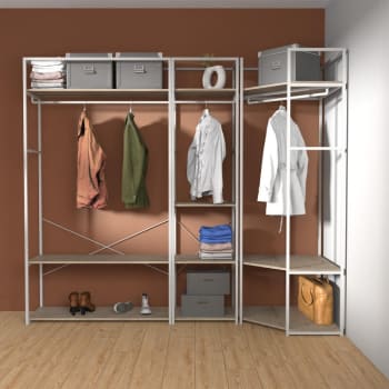 Lot De 2 Portants Vêtements Bois Et Métal KLEID - 120x200x50 Cm Chacun - 8 étagères Modulables - À Fixer Au Mur - 4