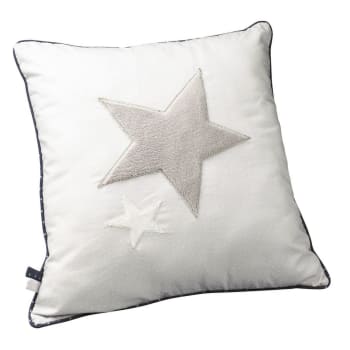 Merlin - Coussin décoratif en coton blanc étoile